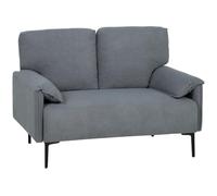HOMCOM 2-Plazas Sofá pequeño con reposabrazos acolchados 127 cm Gris | Sofá tapizado, aspecto de terciopelo, sofá moderno para salón, dormitorio, habitaciones pequeñas