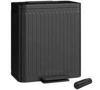 HOMCOM 2 x 20L Contenedor de doble compartimento, Cubo de basura con pedal selectivo, Recipiente interior extraíble, Tapa de cierre suave, Soporte de apertura, Bolsas para cubo de basura,