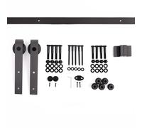 HOMCOM 200 cm Herraje para Puerta Corredera de Madera Kit de Accesorios Guía de Riel con Tornillos Carga Máx. 90 kg Acero al Carbono Marrón