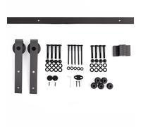 HOMCOM 200 cm Herraje para Puerta Corredera de Madera Kit de Accesorios Guía de Riel con Tornillos Carga Máx. 90 kg Acero al Carbono Marrón