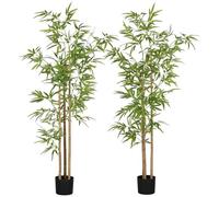 HOMCOM 2uds Bambú Artificial con Maceta, Plantas Falsas hogar | Decoración para oficina, sala de estar