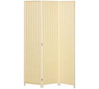 HOMCOM 3 Paneles Divisor 6 ft, Pantalla priv. portátil, Madera Nat. | Plegable para interiores, bambú tejido a mano, divisor de pared independiente, para Home Office