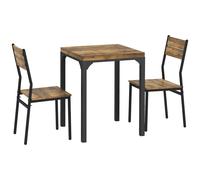 HOMCOM 3-piezas Grupo de Comedor, Set de Mesa de Comedor, 1 Mesa, 2 Sillas, MDF+Metal, Marrón