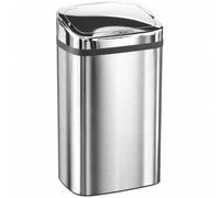 HOMCOM 30L Basurero automático con sensor de mov. Acero inox. plateado | Cubo de basura impermeable para oficina, dormitorio, cocina