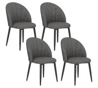 HOMCOM 4 sillas Comedor Modernas tapizadas, Patas Metal, Gris carbón | Sillas de cocina, respaldo tipo concha, asiento acolchado, sillas auxiliares, comedor, dormitorio, sala de estar