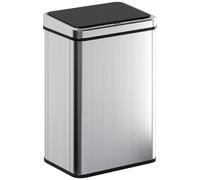 HOMCOM 40L Cubo Sensor Cierre Suave Acero Inoxidable Cocina Plateado | Sensor de movimiento automático sin contacto, Resistente a huellas, Higiénico gimnasios, Oficina en casa, Requiere montaje