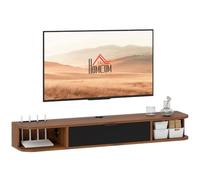 HOMCOM 47" Soporte TV Flotante Estante Moderno para TV hasta 50" Nogal | Consola de pared, cajón abatible, 2 estantes abiertos, gestión de cables, salón