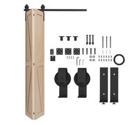 Homcom 4ft/122cm herrajes para puerta corredera plegable kit de puerta corrediza para 2 puertas con riel para granero negro