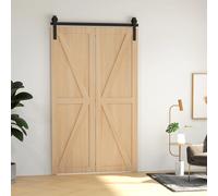 Homcom 4ft/122cm herrajes para puerta corredera plegable kit de puerta corrediza para 2 puertas con riel para granero negro