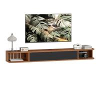 HOMCOM 55" Soporte TV Flotante Moderno Estante para TV hasta 60" Nogal | Consola multimedia montada en pared, cajón abatible, 2 estantes abiertos, gestión de cables, sala de estar
