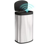 HOMCOM 55L Cubo con sensor, papelera de cocina sin contacto, Plata | Tapa de cierre suave, sensor de movimiento, acero inoxidable resistente a huellas, higiénico para gimnasio, hogar y oficina