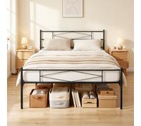 HOMCOM 5ft Bastidor Cama King Size con cabecero y piecero, Metal, Negro