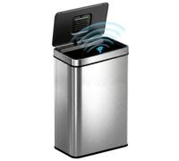 HOMCOM 60L Cubo Sensor Soft-Close Touchless Cocina Plateado | Movimiento automático, Acero inoxidable antihuellas, Cocina, Gimnasio, Oficina en casa