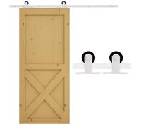 HOMCOM 6FT/183cm Herraje para Puerta Corredera Kit de Accesorios Corrediza de Madera con Guía de Suelo Riel de Acero al Carbono