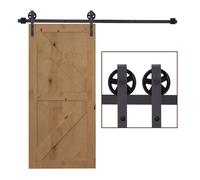 HomCom Herraje para puerta corredera 6FT/183 cm - Riel de acero y guía de suelo para madera