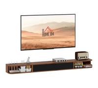 HOMCOM 71" Soporte TV Flotante Moderno Estante para TV hasta 75" Nogal | Consola multimedia montada en pared, cajón abatible, 2 estantes abiertos, gestión de cables, sala de estar