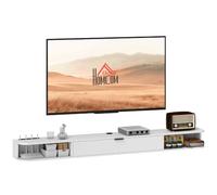 HOMCOM 71" Soporte TV Flotante para TV hasta 75" Blanco veta Madera | Consola multimedia montada en pared, cajón abatible, 2 estantes abiertos, gestión de cables, sala de estar
