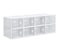 HomCom Cajas zapatero plástico Juego 8 apilables con puertas magnéticas hasta talla 45 transparentes