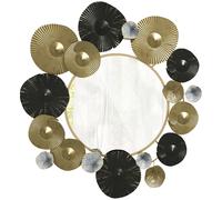 HOMCOM Adorno de Pared Metálico con Espejo Decorativo para Salón Dormitorio Pasillo 84x84 cm Dorado y Negro