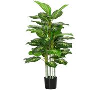 HOMCOM Aglaonema Artificial Planta Sintética de 120 cm con 53 Hojas Decoración para Hogar Oficina Verde
