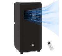 HOMCOM Aire Acondicionado Portátil 9000BTU 2479W con 5 Modos, 3 Velocidades y Temporizador 24h, Aire Acondicionado Portátil con Mando a Distancia en Plástico ABS y Acero, 33x28x70.4 cm, Negro