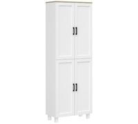 HOMCOM Armario de cocina multifuncional 4 puertas estantes ajustables 60x30x171 cm Blanco