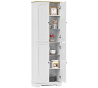 HOMCOM Alacena de Cocina Alta con 4 Puertas para Salón 60x30x183 cm Blanco | Mueble Auxiliar de Cocina, Estantes Ajustables, para Comedor