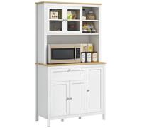 HomCom Alacena de cocina alta – 5 puertas, encimera microondas, cajón, 100x40x180, blanco