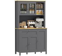 HOMCOM Alacena de Cocina Alta con 5 Puertas y Cajón 100x40x180 cm Gris