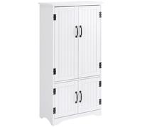HomCom Alacena de cocina aparador alto 4 puertas estantes ajustables 60x30x123 cm Blanco
