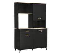 HomCom Alacena de cocina para microondas con cajón, armarios y estantes 119x41x180 cm Negro