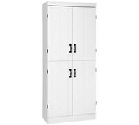 HOMCOM Alacena de Cocina Aparador de Comedor Mueble Auxiliar de Cocina con 4 Puertas 6 Estantes de Almacenaje para Salón Estilo Moderno 76x40x176,7 cm Blanco White 76x40x176.7cm