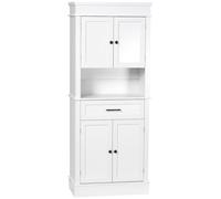 HOMCOM Alacena de Cocina Aparador de Comedor Mueble Auxiliar para Microondas con 4 Puertas 1 Cajón y Estante Abierto para Salón 74x39,5x183 cm White 74x39.5x183cm