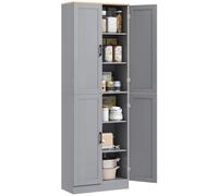 HOMCOM Alacena de Cocina Armario de Cocina Mueble Auxiliar con Puertas y Estantes Ajustables Antivuelco para Comedor Salón 60x30x171 cm Gris