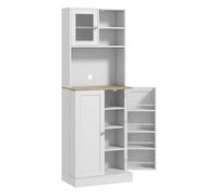 HOMCOM Alacena de Cocina Armario de Cocina Mueble Auxiliar de Cocina con 3 Puertas Estantes Ajustables y 8 Estantes en la Puerta para Comedor Salón 60x35x169 cm Blanco White 60x35x169cm