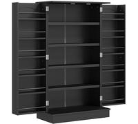 HOMCOM Alacena de Cocina Armario Despensa Cocina con 2 Puertas y 16 Estantes Alacena Moderna con Estantes Ajustables 60x30x104cm Negro Aosom España
