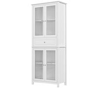 HOMCOM Alacena de Cocina con 1 Cajón 4 Puertas 74x35,5x181,5 cm Blanco