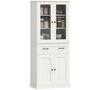 HomCom Alacena de cocina - 2 puertas de acrílico, cajón grande, estantes ajustables - Crema