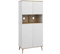 HOMCOM Alacena de Cocina con 4 Puertas Encimera para Microondas Estantes Ajustables Orificio de Cable y Patas de Madera Blanco Blanco