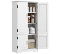 HomCom Alacena de cocina aparador alto 4 puertas estantes ajustables 60x30x123 cm Blanco