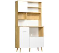 HOMCOM Alacena de Cocina Despensa 3 Puertas 93x40x180cm Natural y Blanco
