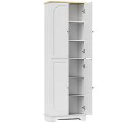 HOMCOM Alacena de Cocina Despensa de Cocina Mueble Alto con 4 Puertas y Estantes Ajustables para Comedor Salón 60x30x183 cm Blanco Aosom España
