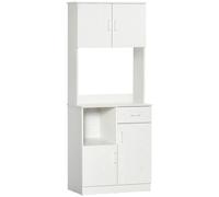 HOMCOM Alacena de Cocina Mueble Auxiliar Buffet para Microondas 3 Armarios Puertas Balda Ajustable Cajón y Estante 71x41x178 cm Blanco Aosom España