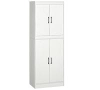 HOMCOM Alacena de Cocina Mueble Auxiliar con 4 Puertas y 5 Estantes Abiertos 60x36x168 cm Blanco Aosom España