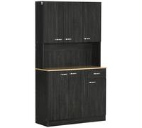 HomCom Alacena de cocina alta 6 puertas, cajón, estantes ajustables Negro veteado 101x39x180 cm