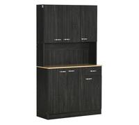 HomCom Alacena de cocina alta 6 puertas, cajón, estantes ajustables Negro veteado 101x39x180 cm