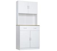 HOMCOM Alacena de Cocina Mueble Auxiliar de Cocina con Puertas Cajón y Estantes Ajustables Antivuelco para Comedor Salón Amarillo claro