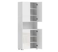 HOMCOM Alacena de Cocina con 4 Puertas Compartimento Abierto Blanco Brillo Blanco
