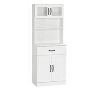 HomCom Alacena de cocina Mueble buffet con 4 puertas, cajón y estantes ajustables 60x38x161 cm Blanco