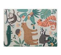 HOMCOM Alfombra de Fleece con Diseño de Jungla, Fácil de Limpiar, Crem Bunte